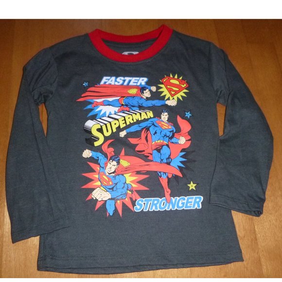 Toddler Boys SUPERMAN Long Sleeve T-shirt Size 2T 3T 4T 5T Gray NWT - Picture 1 of 1